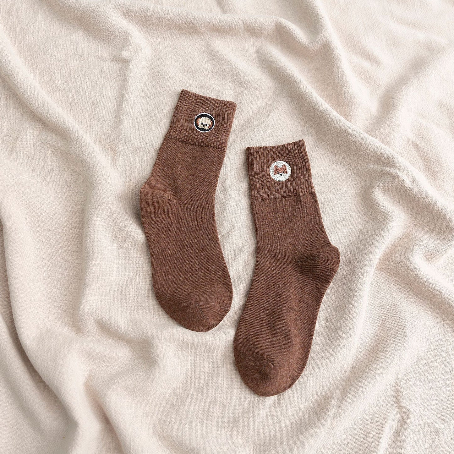 Spring and Summer New Female Japanese Cute Embroidery Puppy Breathable College Style Tube Socks