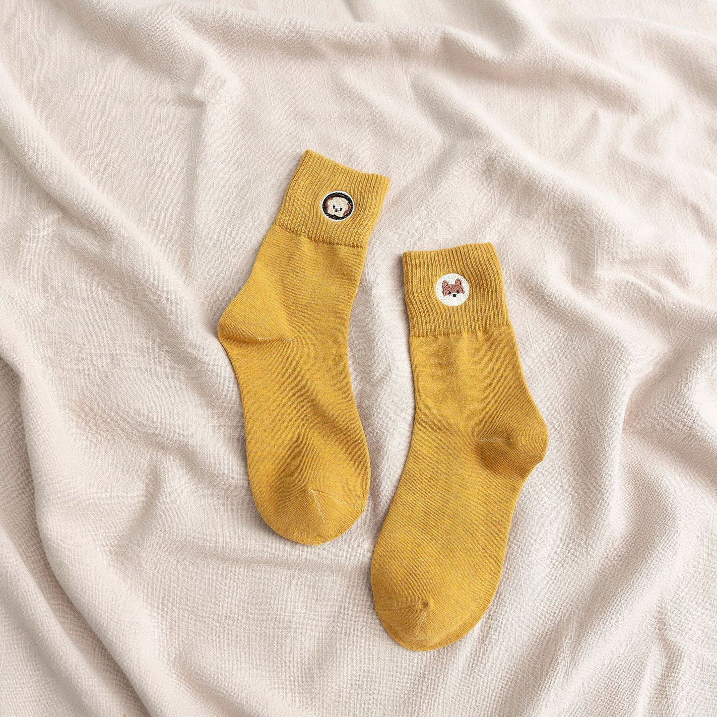 Spring and Summer New Female Japanese Cute Embroidery Puppy Breathable College Style Tube Socks