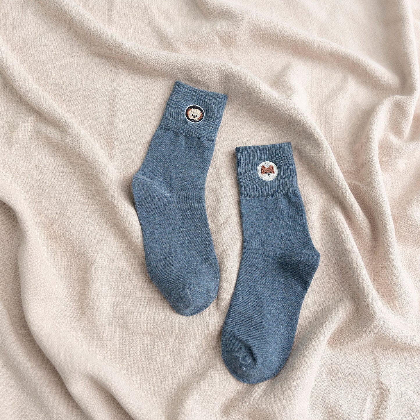 Spring and Summer New Female Japanese Cute Embroidery Puppy Breathable College Style Tube Socks