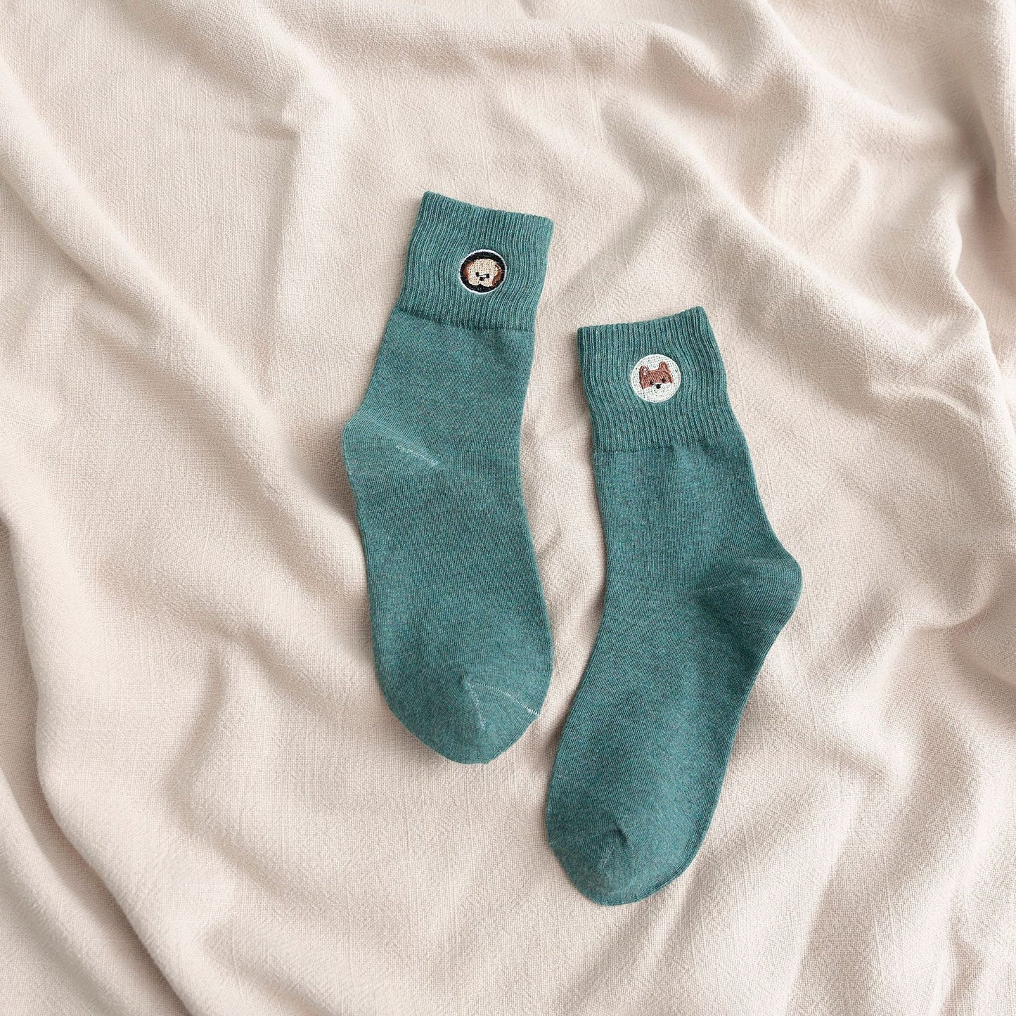 Spring and Summer New Female Japanese Cute Embroidery Puppy Breathable College Style Tube Socks