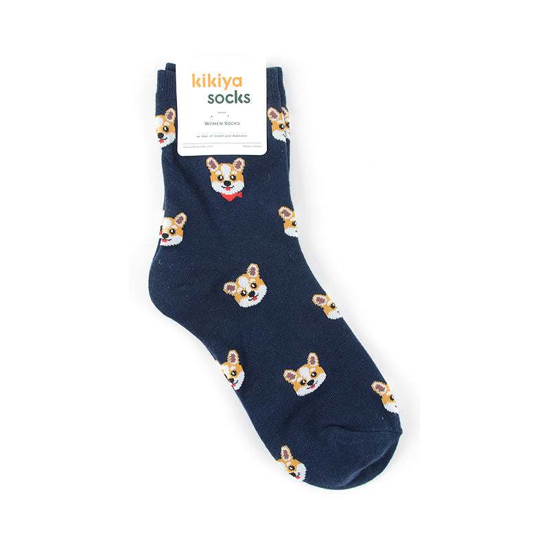 Korean Version Of The Autumn And Winter Tube Red Cute Puppy Cartoon All-Match Stockings