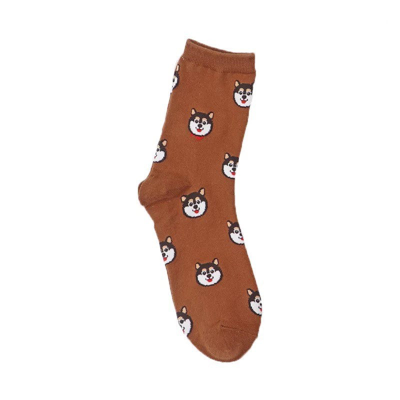 Korean Version Of The Autumn And Winter Tube Red Cute Puppy Cartoon All-Match Stockings