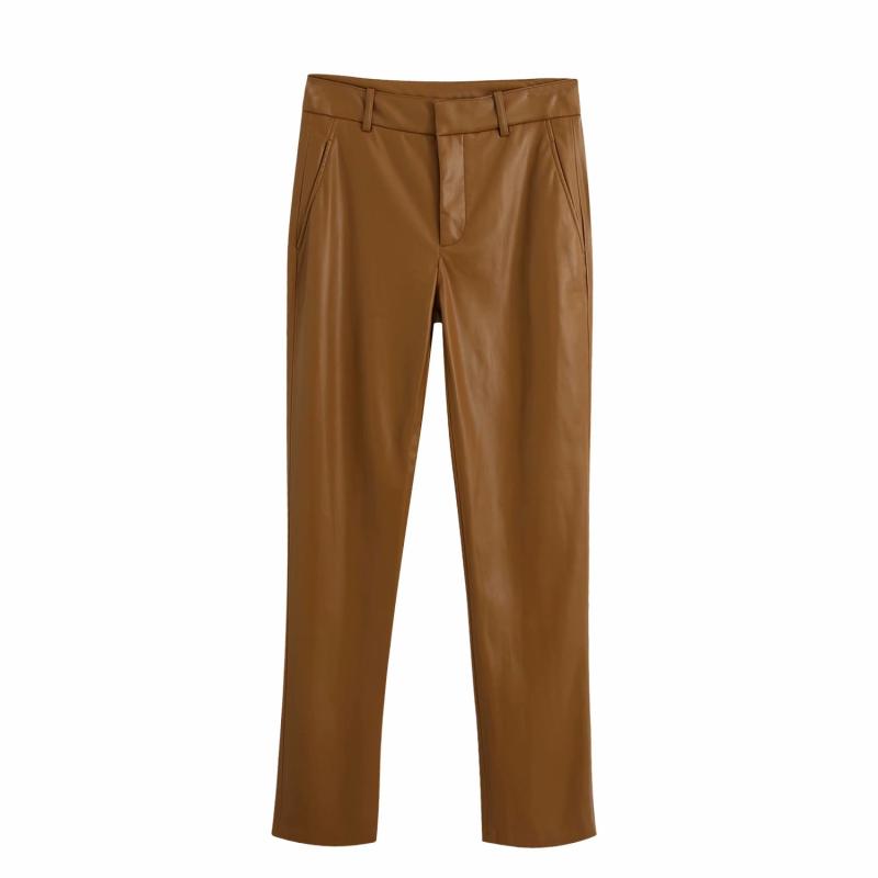 Women's Solid Color Fashion Imitation Leather Pants