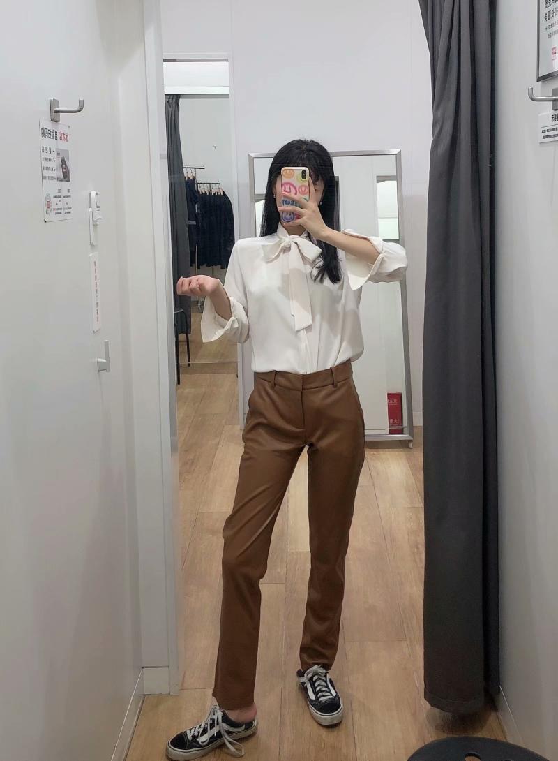 Women's Solid Color Fashion Imitation Leather Pants