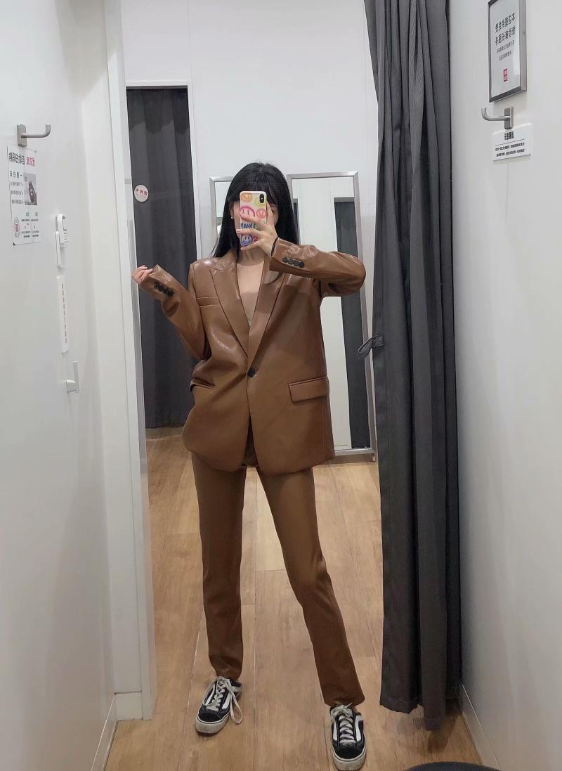 Women's Solid Color Fashion Imitation Leather Pants