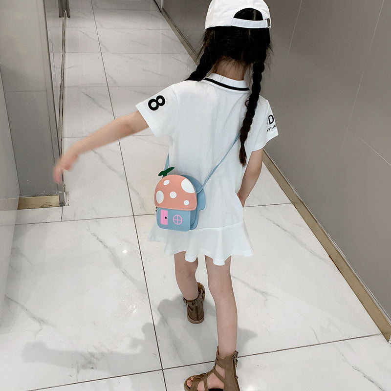 Cartoon Cute Little House Mushroom Stall One Shoulder Diagonal Bag