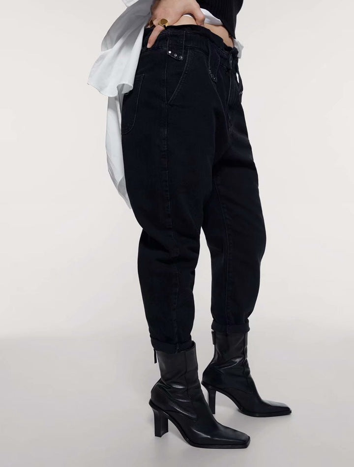 Women's Harem Pants With Paper Bag Waist Loose Jeans
