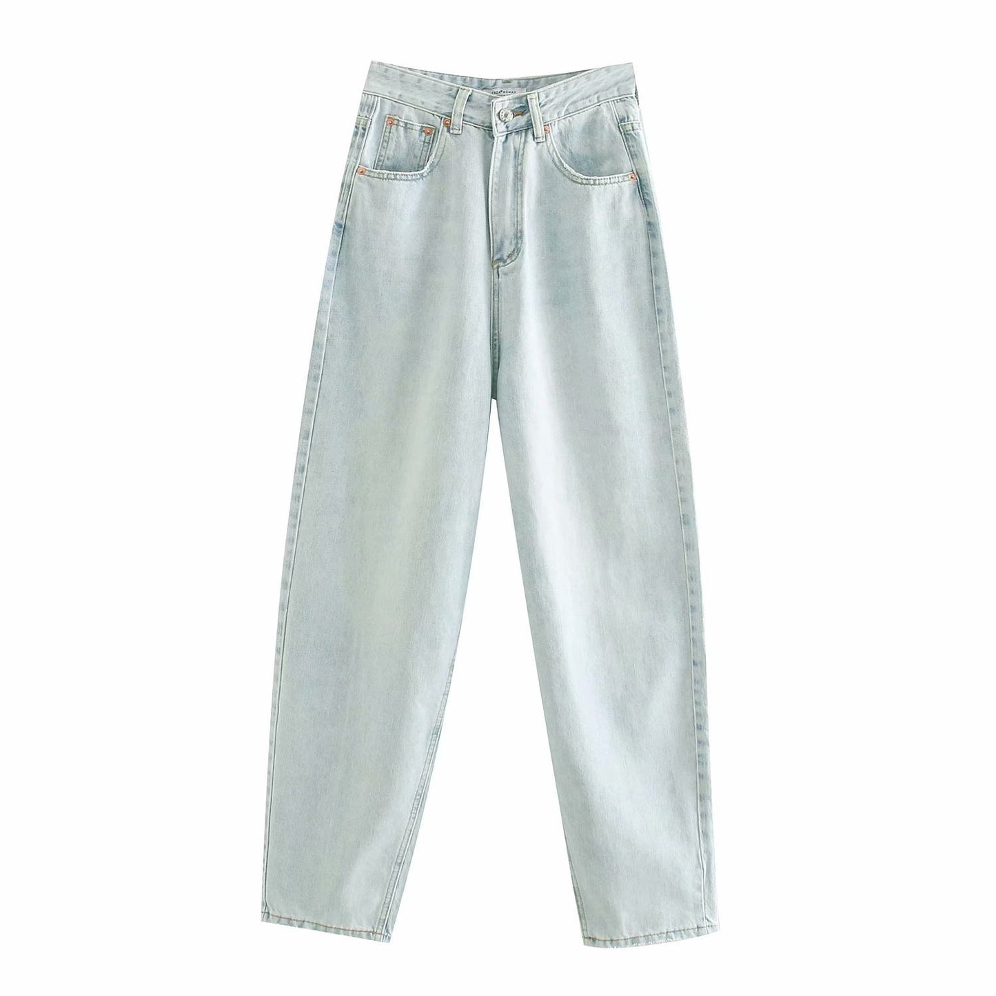 Ladies Drape Washed Denim Blue Loose Daddy Jeans