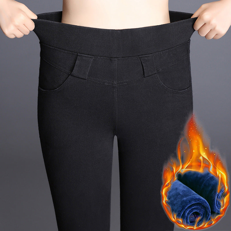 Højtaljede Denim Dame Plus Size Tætsiddende Blyantsbukser