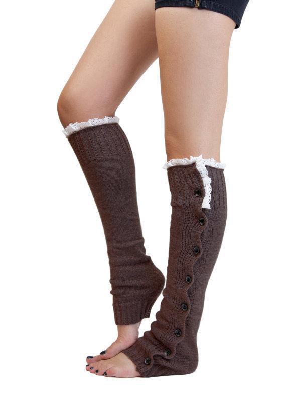 Flat Button Lace Warm Socks