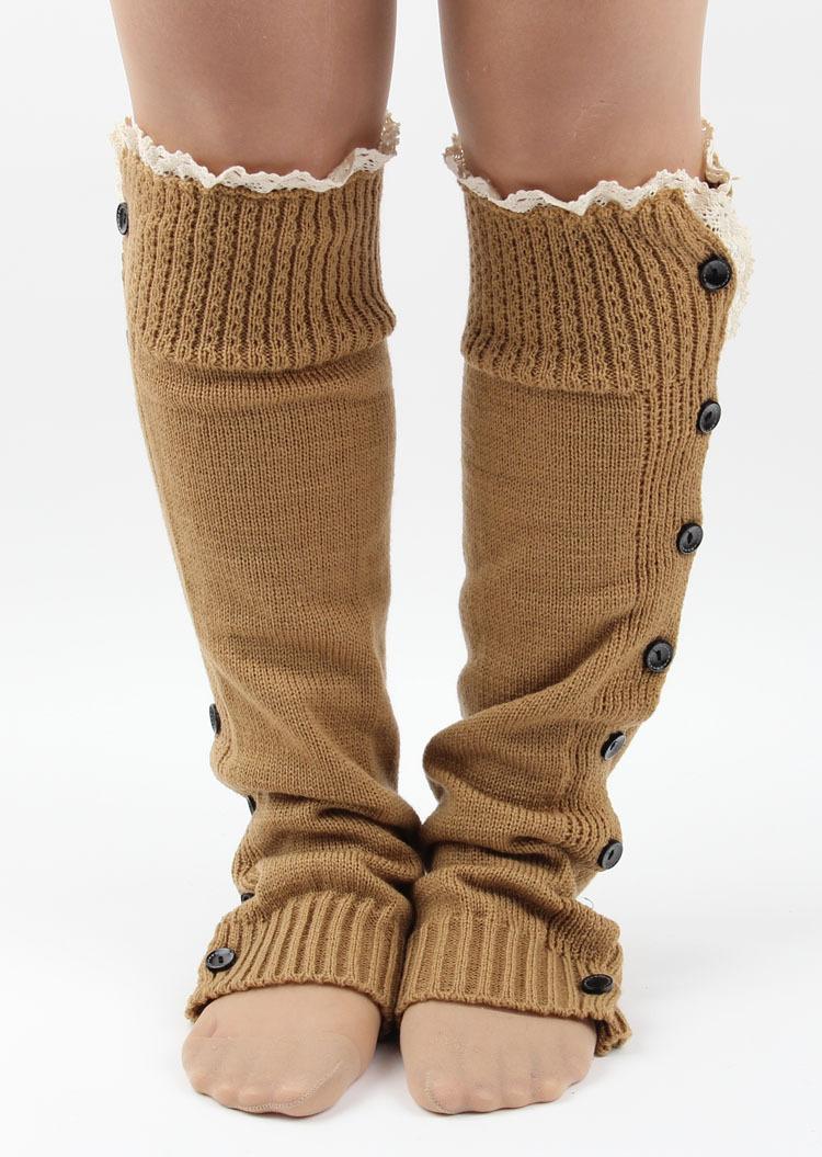 Flat Button Lace Warm Socks