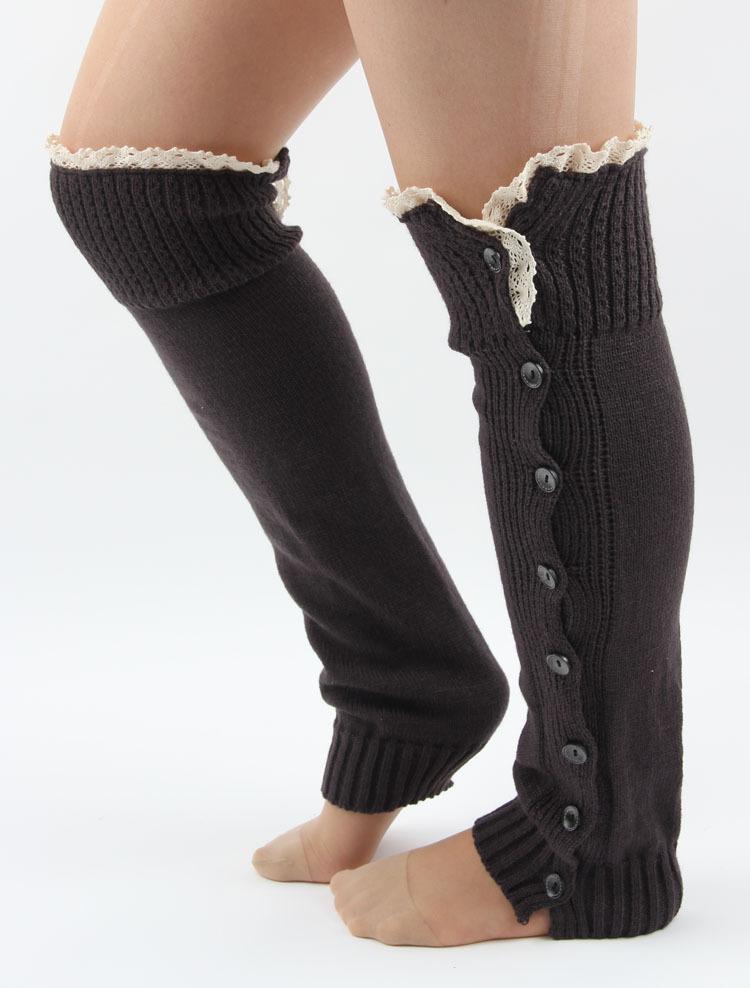 Flat Button Lace Warm Socks