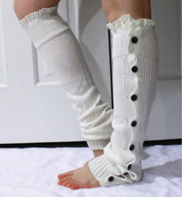 Flat Button Lace Warm Socks