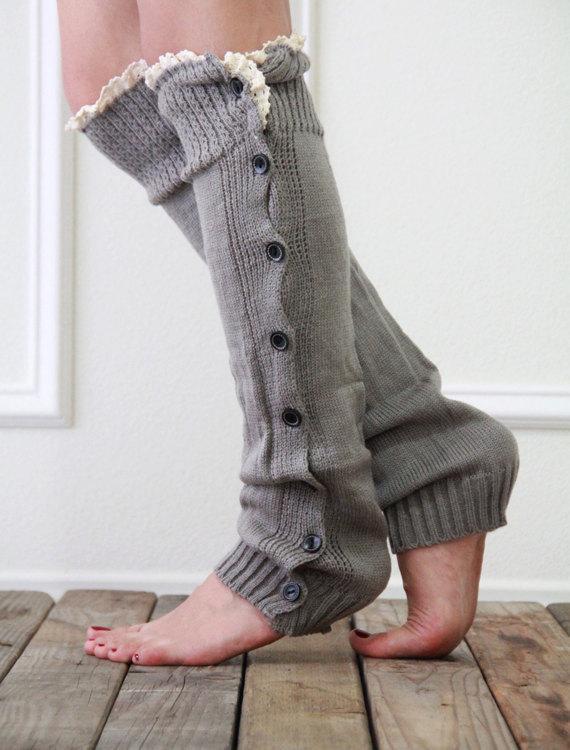 Flat Button Lace Warm Socks