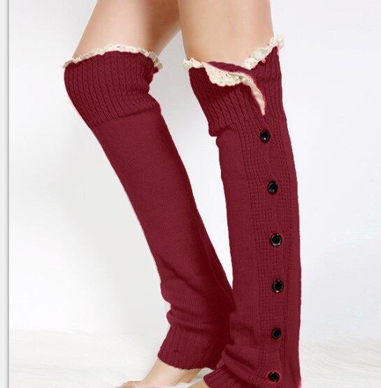 Flat Button Lace Warm Socks