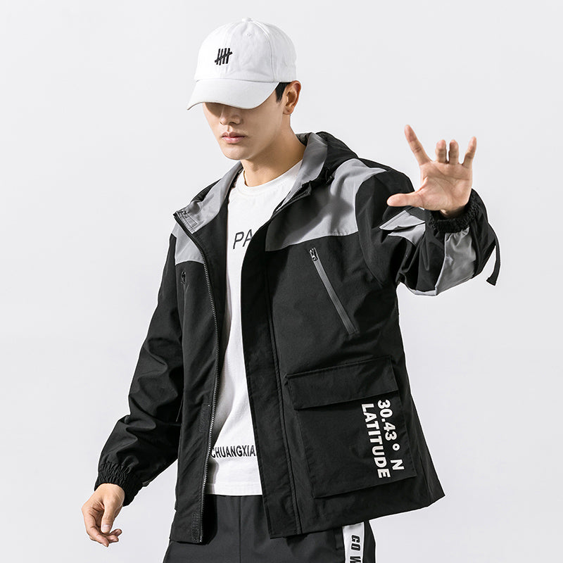 Hooded Korean Style Trendy Handsome Student Tooling Casual Boys Jacket