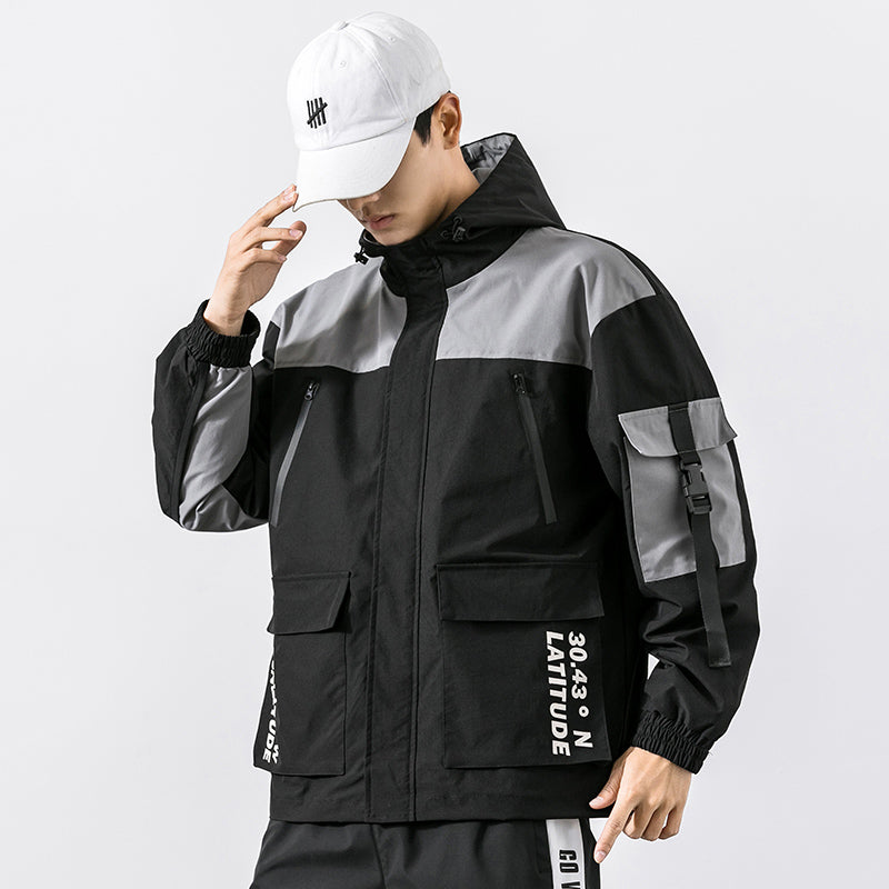 Hooded Korean Style Trendy Handsome Student Tooling Casual Boys Jacket
