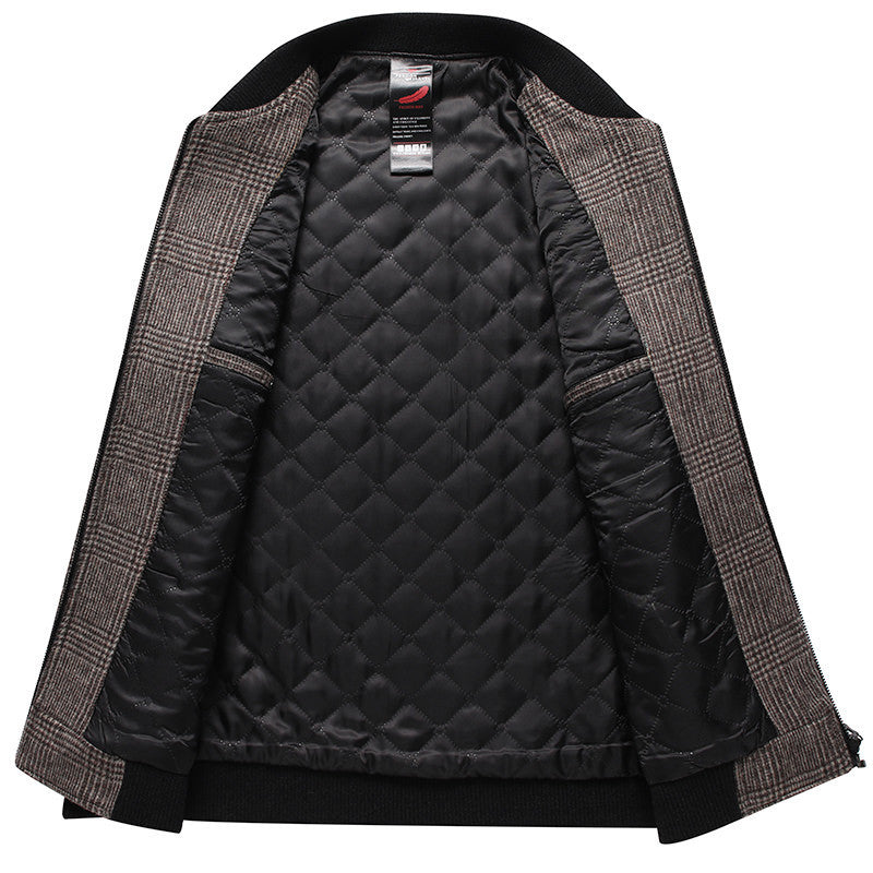 Casual Young British School Overcoming Plaid Woolen Jacket