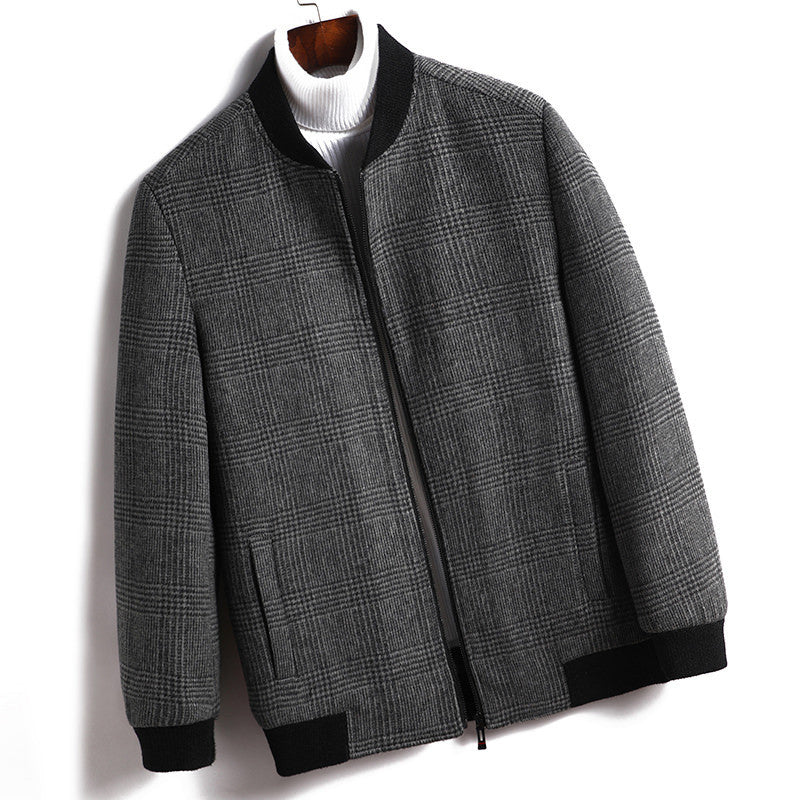 Casual Young British School Overcoming Plaid Woolen Jacket
