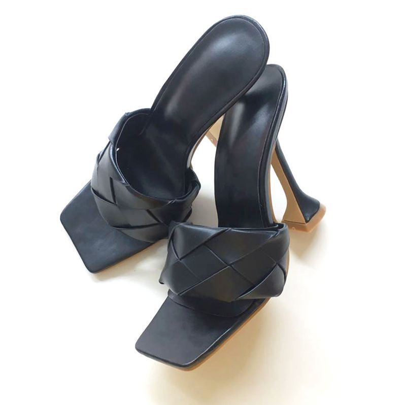 Sandals And Slippers Woven Wine Glass With Thick High Heels