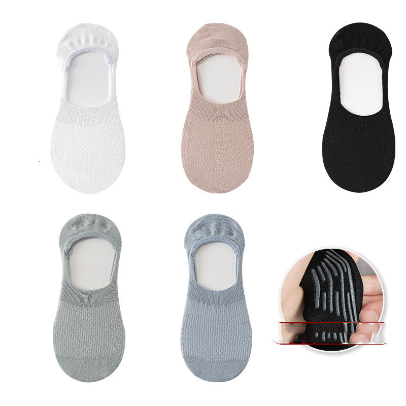 Socks Female Spring And Summer Boat Socks Pure Cotton Silicone Non-Falling Heel Socks Shallow Mouth Non-Slip Invisible Spring And Autumn Ins Tide Thin Section
