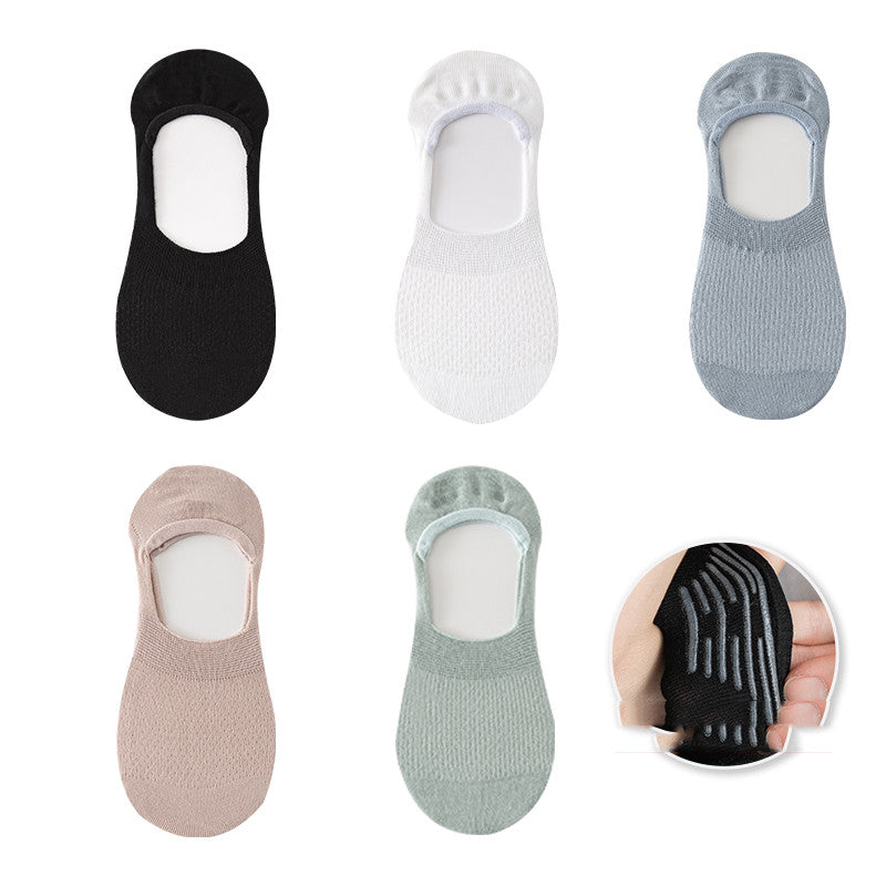 Socks Female Spring And Summer Boat Socks Pure Cotton Silicone Non-Falling Heel Socks Shallow Mouth Non-Slip Invisible Spring And Autumn Ins Tide Thin Section