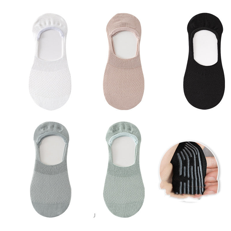 Socks Female Spring And Summer Boat Socks Pure Cotton Silicone Non-Falling Heel Socks Shallow Mouth Non-Slip Invisible Spring And Autumn Ins Tide Thin Section