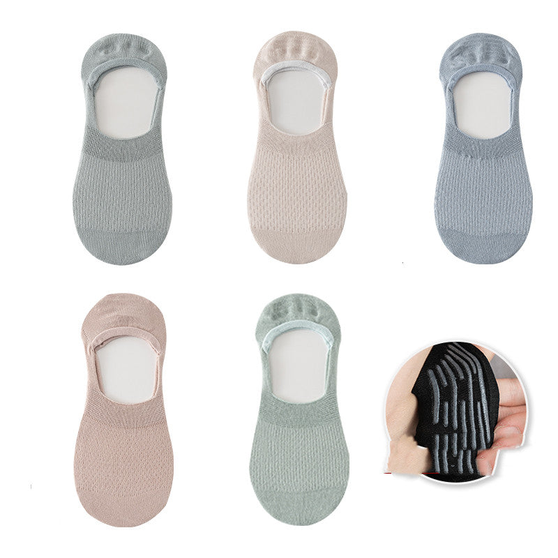Socks Female Spring And Summer Boat Socks Pure Cotton Silicone Non-Falling Heel Socks Shallow Mouth Non-Slip Invisible Spring And Autumn Ins Tide Thin Section