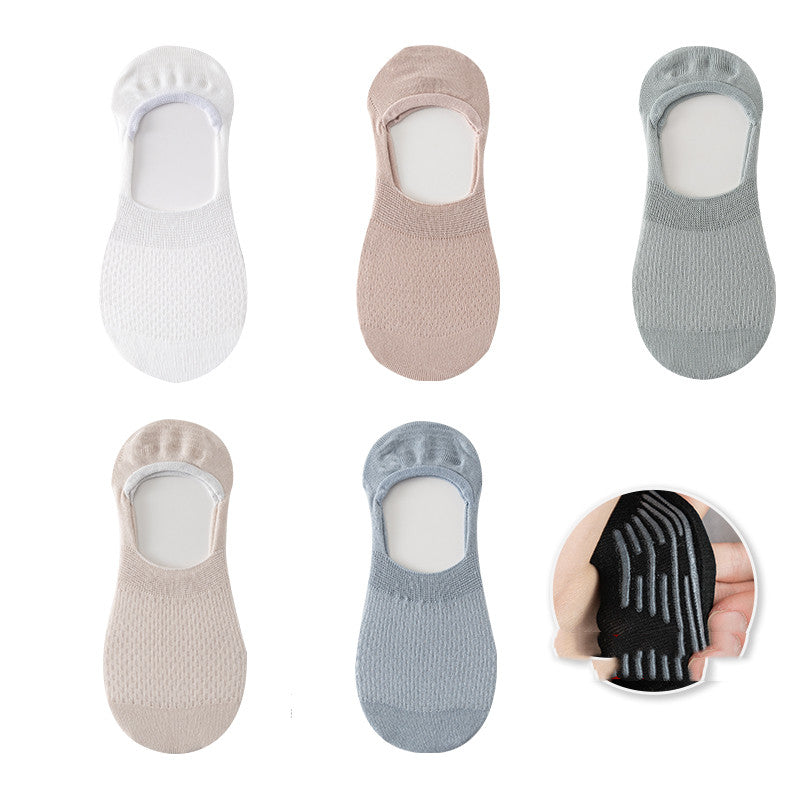 Socks Female Spring And Summer Boat Socks Pure Cotton Silicone Non-Falling Heel Socks Shallow Mouth Non-Slip Invisible Spring And Autumn Ins Tide Thin Section