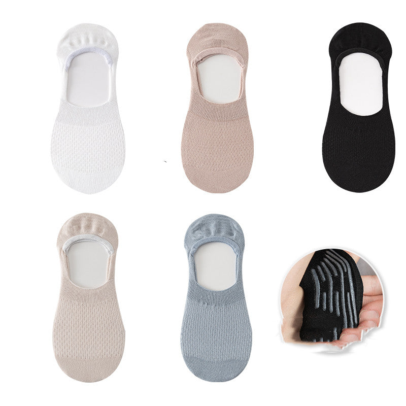 Socks Female Spring And Summer Boat Socks Pure Cotton Silicone Non-Falling Heel Socks Shallow Mouth Non-Slip Invisible Spring And Autumn Ins Tide Thin Section
