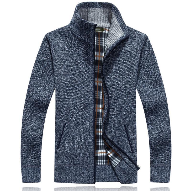Men's Plus Feece Stand Collar Padded Sweater