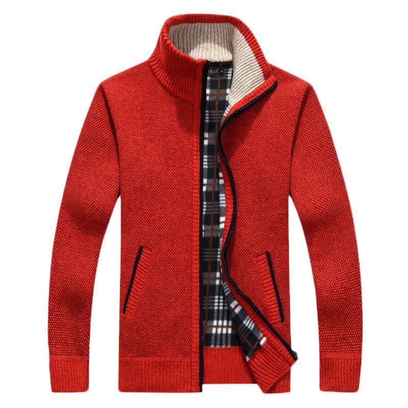 Men's Plus Feece Stand Collar Padded Sweater