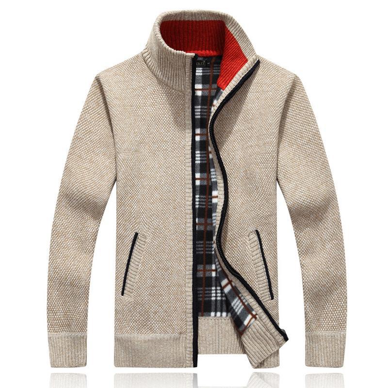 Men's Plus Feece Stand Collar Padded Sweater