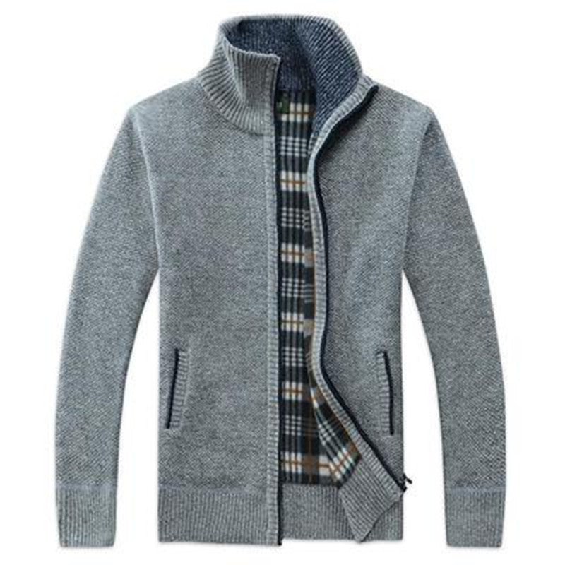 Men's Plus Feece Stand Collar Padded Sweater