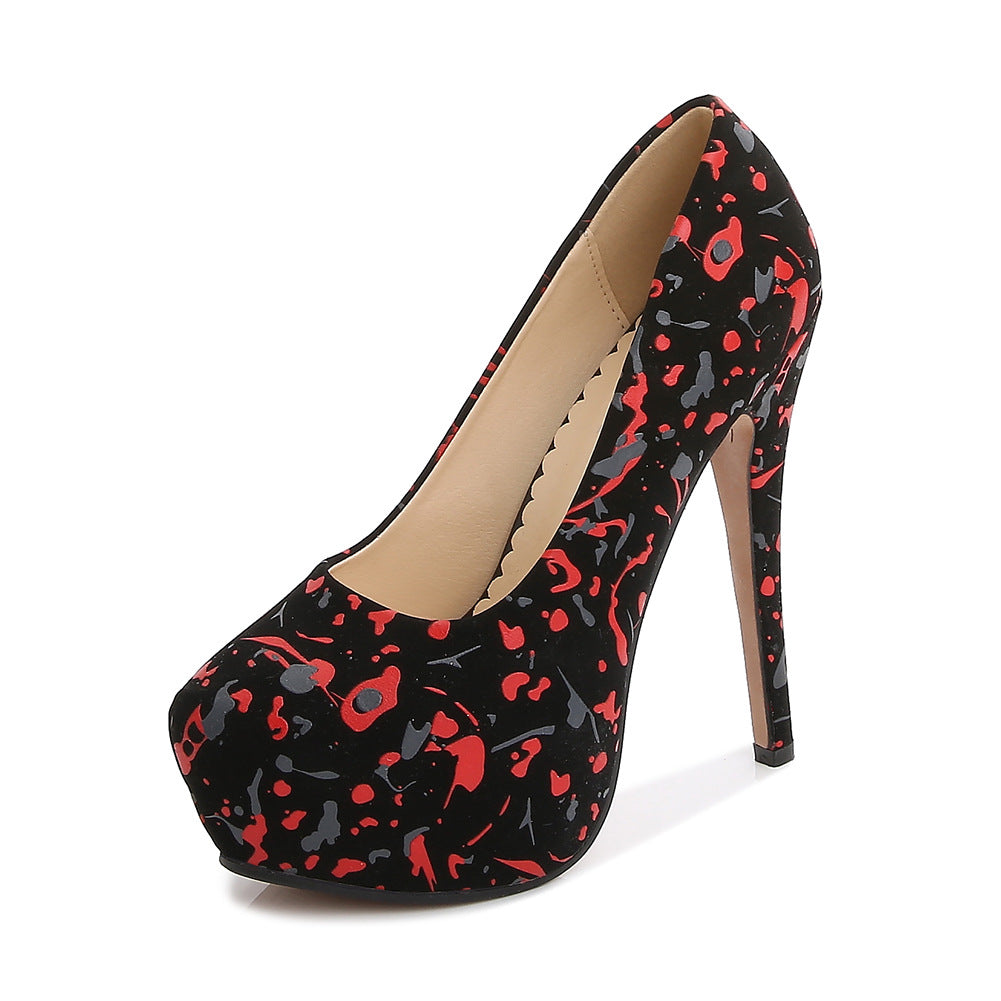 Catwalk Large Size Waterproof Platform high Heels Shallow Mouth Shoes