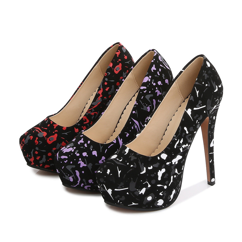 Catwalk Large Size Waterproof Platform high Heels Shallow Mouth Shoes
