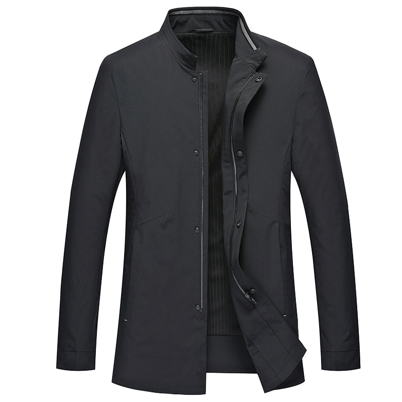 New Middle-Aged Men's Stand-Up Collar Jacket Business Casual Jacket Zipper Windbreaker