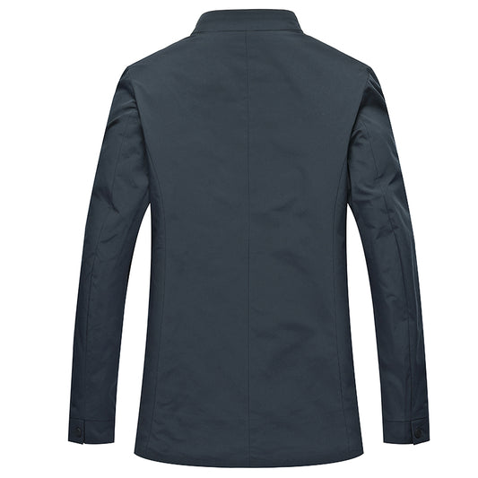 New Middle-Aged Men's Stand-Up Collar Jacket Business Casual Jacket Zipper Windbreaker
