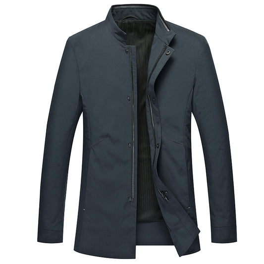 New Middle-Aged Men's Stand-Up Collar Jacket Business Casual Jacket Zipper Windbreaker