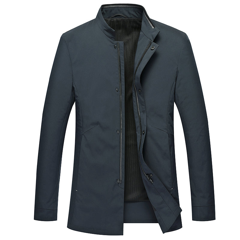 New Middle-Aged Men's Stand-Up Collar Jacket Business Casual Jacket Zipper Windbreaker