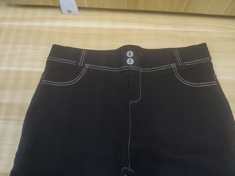 Slim Slimming Hips Fake Pocket Leggings Smoky Gray Foot Pants