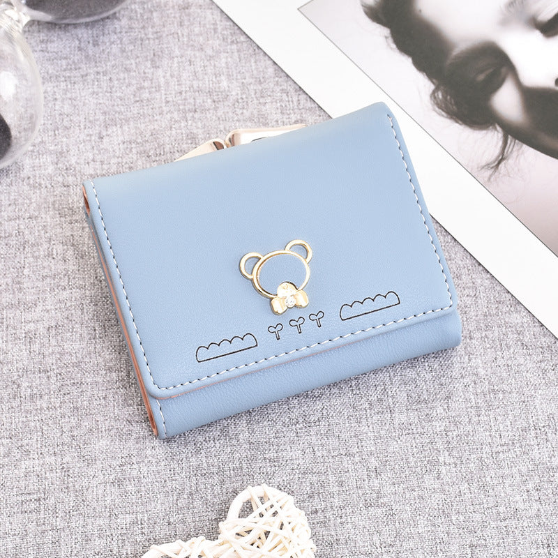 Cute Cartoon Bear Multifunctional Tri-Fold Coin Purse