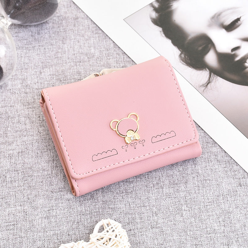Cute Cartoon Bear Multifunctional Tri-Fold Coin Purse