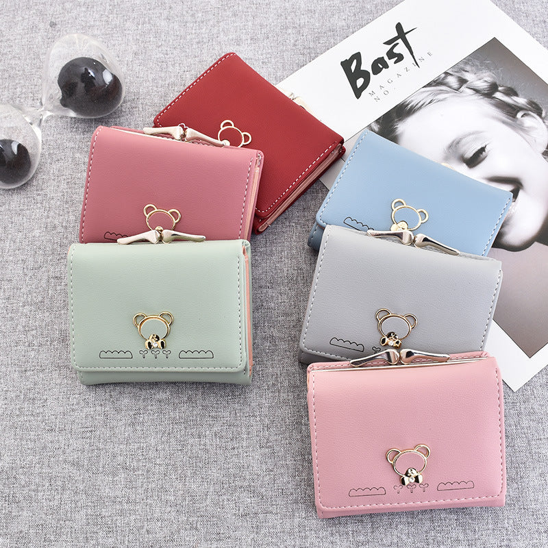 Cute Cartoon Bear Multifunctional Tri-Fold Coin Purse