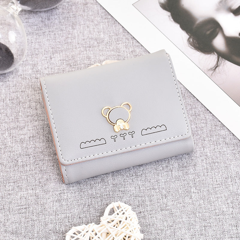 Cute Cartoon Bear Multifunctional Tri-Fold Coin Purse