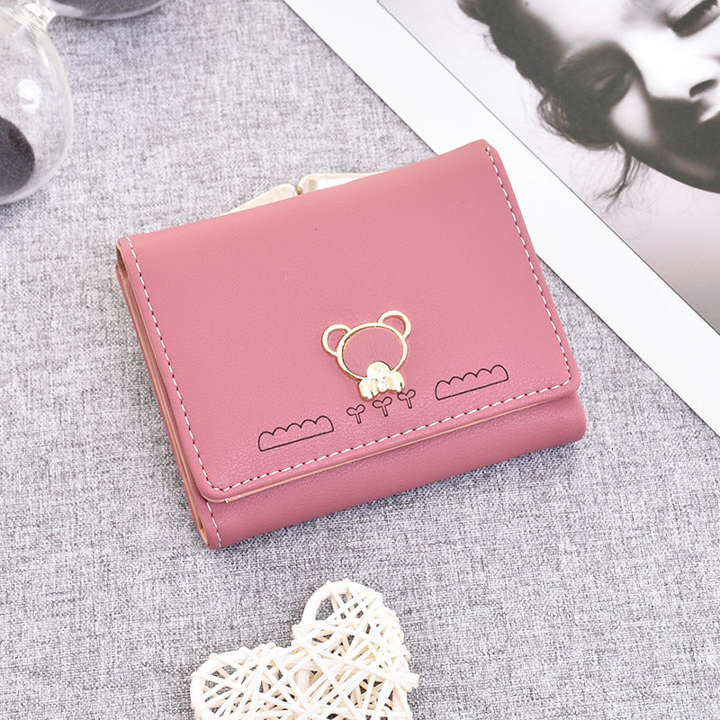 Cute Cartoon Bear Multifunctional Tri-Fold Coin Purse