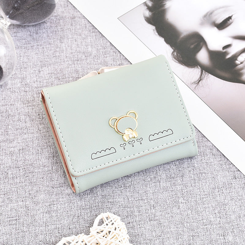 Cute Cartoon Bear Multifunctional Tri-Fold Coin Purse