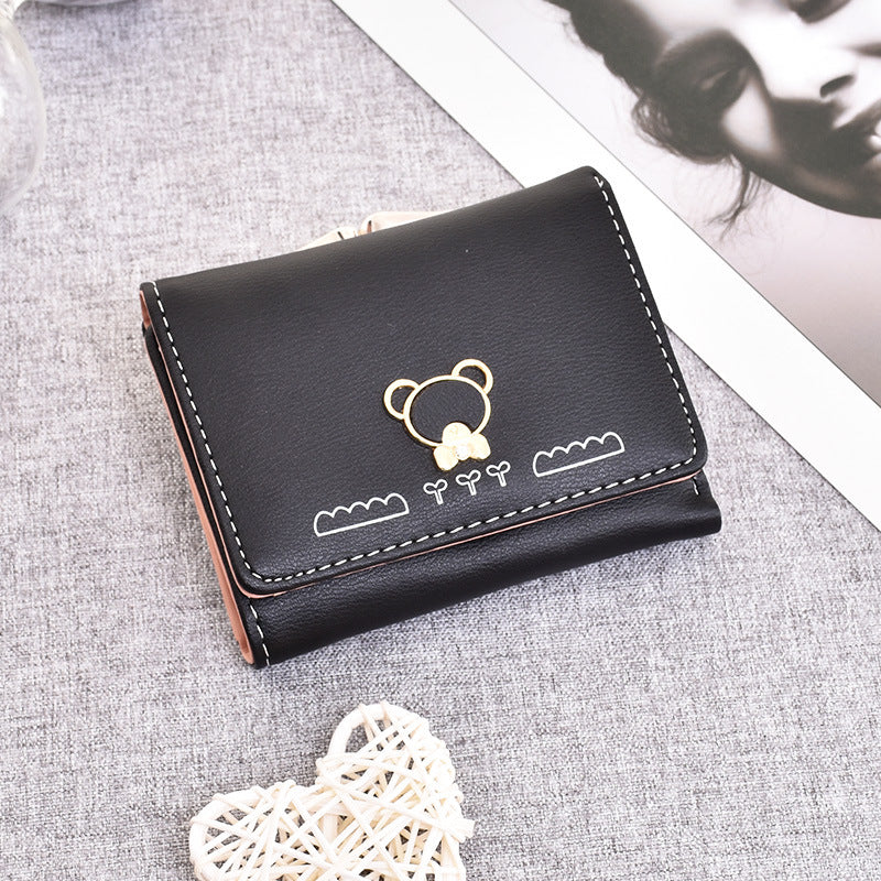 Cute Cartoon Bear Multifunctional Tri-Fold Coin Purse