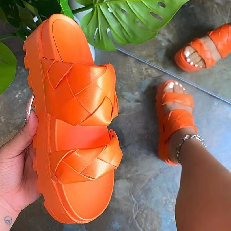 Woven Upper With Platform Sole And Platform Sandals