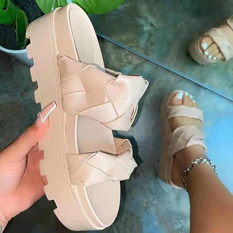 Woven Upper With Platform Sole And Platform Sandals
